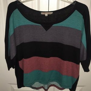 Striped Elbow Sleeve Top